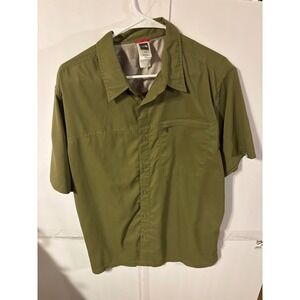The North Face Mens XL Olive Green‎ Short Sleeve Button Up Shirt Pocket Outdoor
